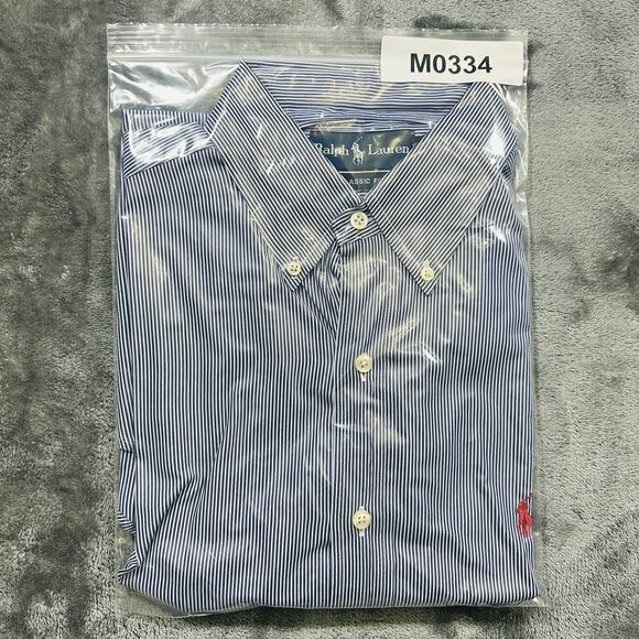 Polo Ralph Lauren Classic Fit Shirt Mens Medium Blue/White Striped Button Down - Picture 10 of 10